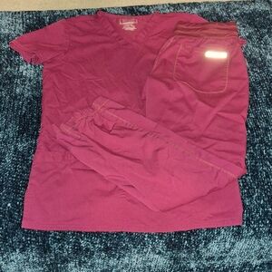 Women's Wine Cherokee Workwear Revolution Scrub Set XXS/XXSP Joggers